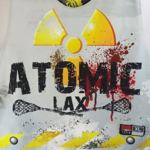 Reversible Lacrosse Pinnie Jersey ATOMIC LAX Radioactive Design Gray/Yellow XL - Picture 6 of 14